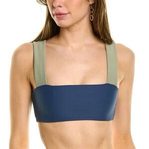 LIKE NEW WeWoreWhat Blue Green Colorblock Bandeau Sports Bra Top women small bra
